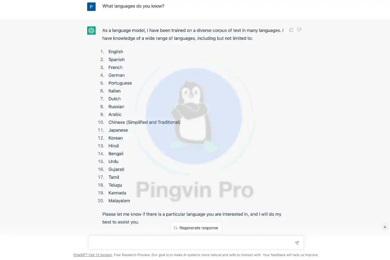 Мови, які знає чатбот ChatGPT