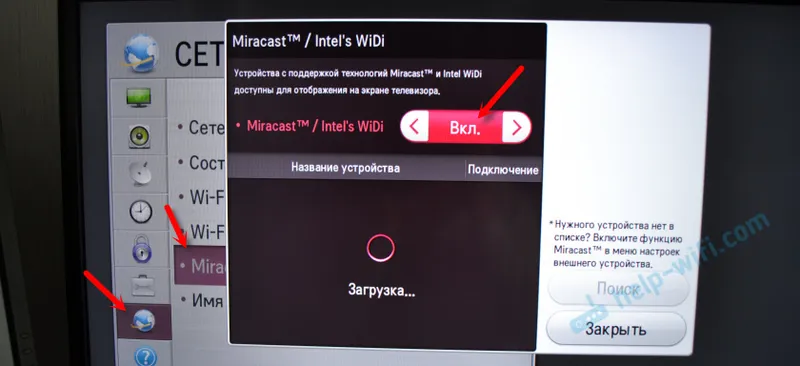 Aktiviranje Miracast i Intel WiDi na TV-u