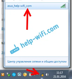 Dostupné sítě pro připojení v systému Windows 7