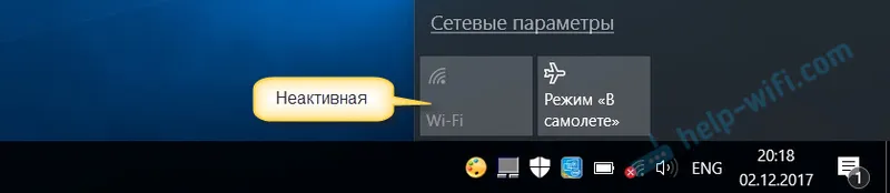 neaktivní přepínač Wi-Fi v systému Windows 10