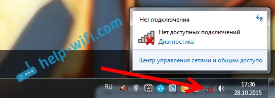 V sistemu Windows 7. povezav ni na voljo, manjka Wi-Fi, omrežje z rdečim križem