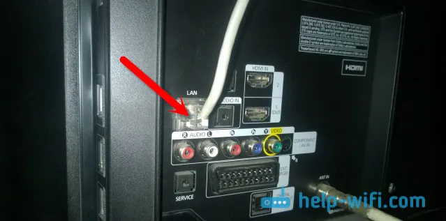 Свързваме кабела към LAN конектора на телевизора