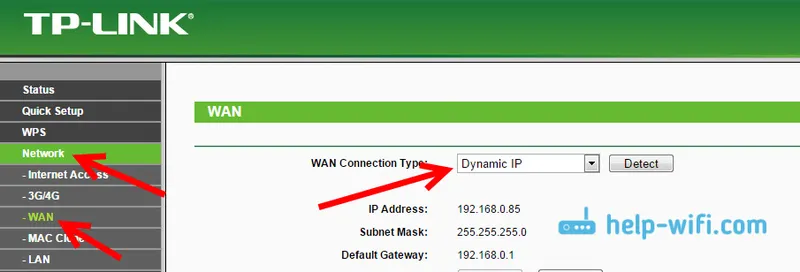 Dobivanje dinamičkog IP-a na TP-Linku