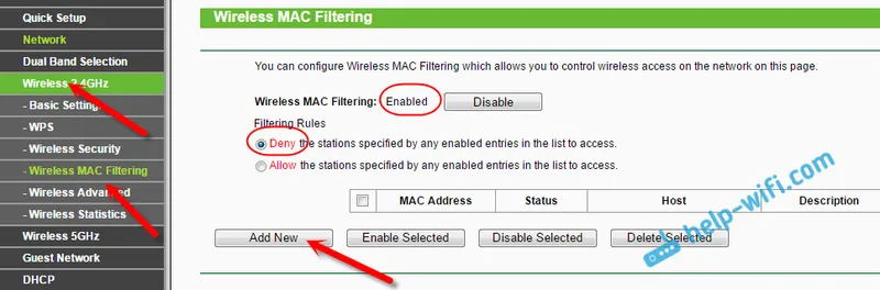 TP-LINK: blokuje Wi-Fi klienty podle MAC adresy