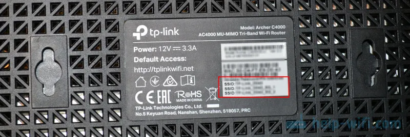Tvornički SSID i lozinka za TP-Link Archer C4000