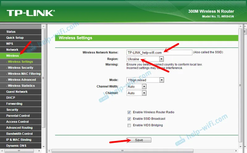 Налаштування Wi-Fi на TP-Link TL-WR845N