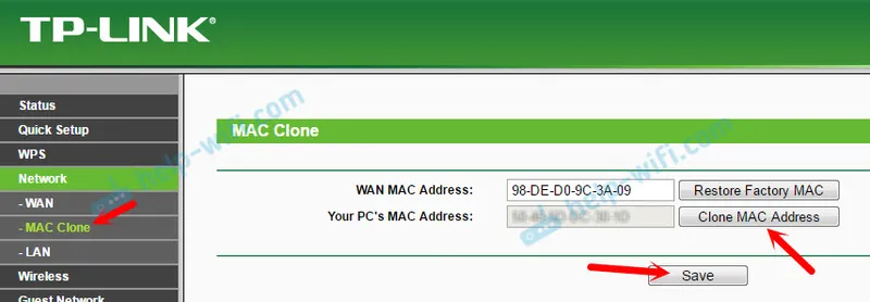 Клонування mac адреси на TP-Link TL-WR845N