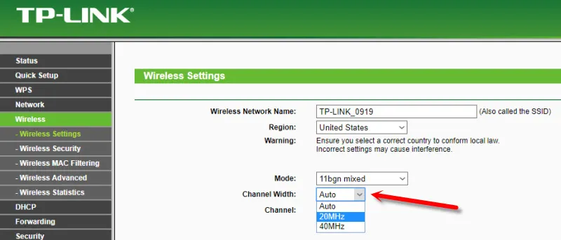 Zmena šírky kanála na TP-Link TL-WR741ND v dôsledku nestabilného Wi-Fi